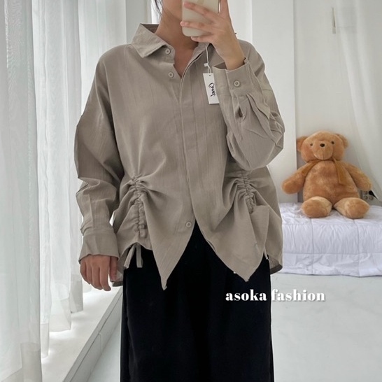 ASOKA Evolet Shirt 2033 - Kemeja Linen Crinkle - Kemeja Serut Wanita