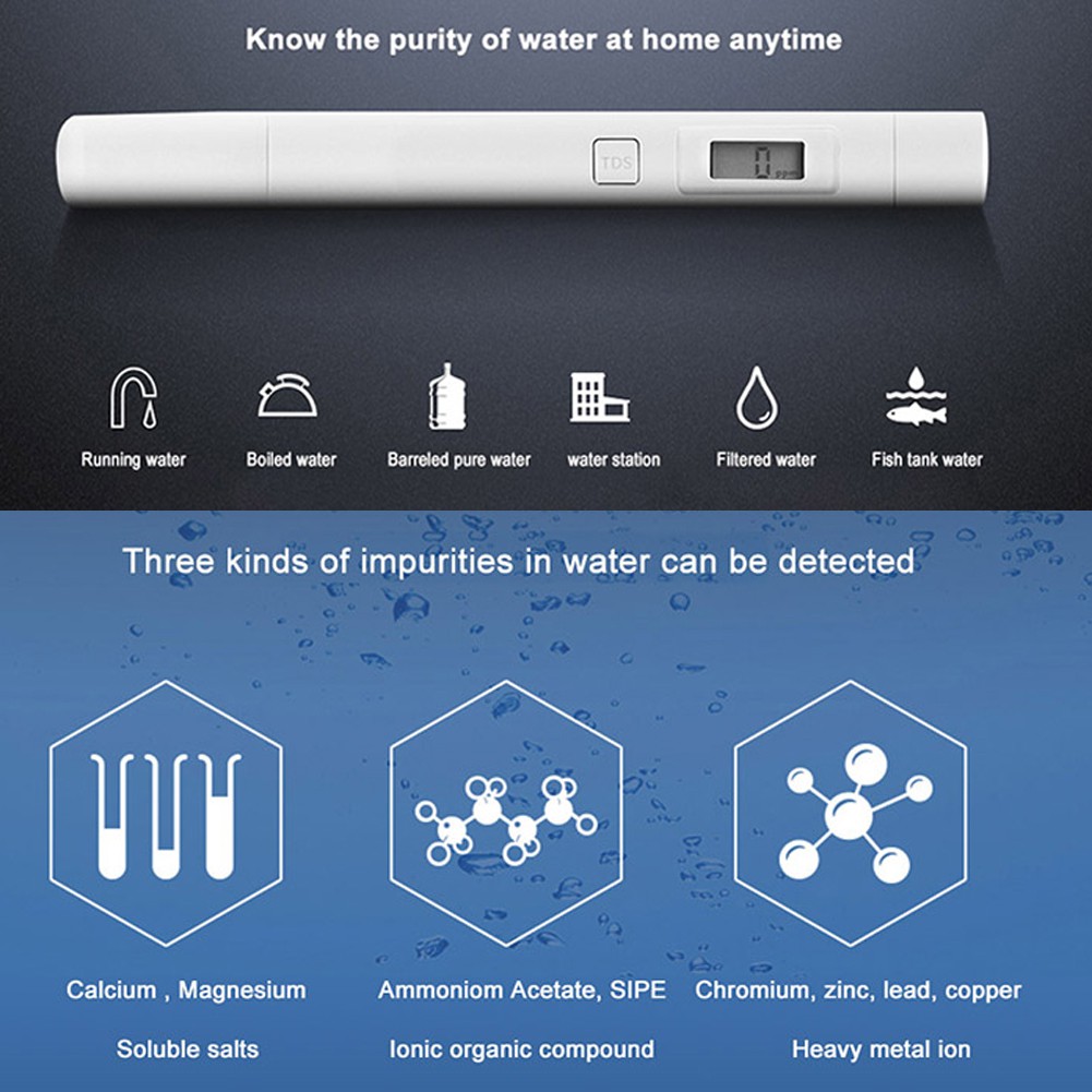 Xiaomi MiJia Mi TDS Meter Tester Kualitas Kemurnian Air Portable TDS-3 Isi 1pc Untuk Rumah