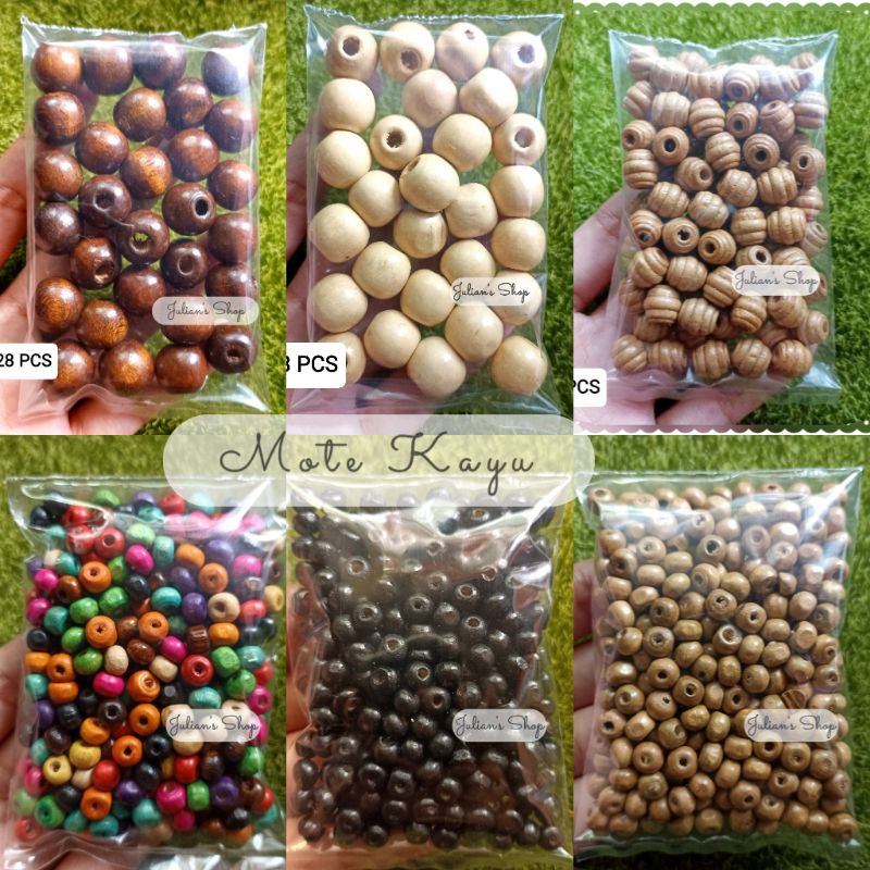 Manik KAYU BULAT Hitam Coklat Krem 6/8/10/12/14/16mm Mote Makram Kayu Bahan DIY Craft Kerajinan Tang