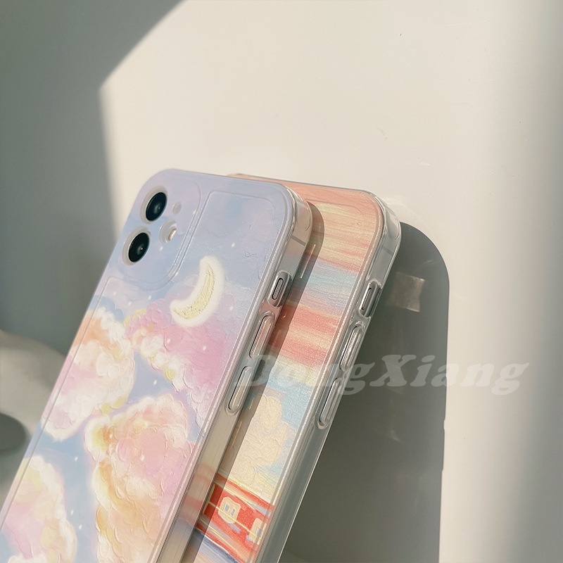 Soft Case Silikon Motif Lukisan Matahari Terbenam Warna Gradasi Untuk Samsung A03 A03S A02S A12 A22 4G A10 A20 A30 A50 A10S A20S A51 J7 Pro A30S A50S