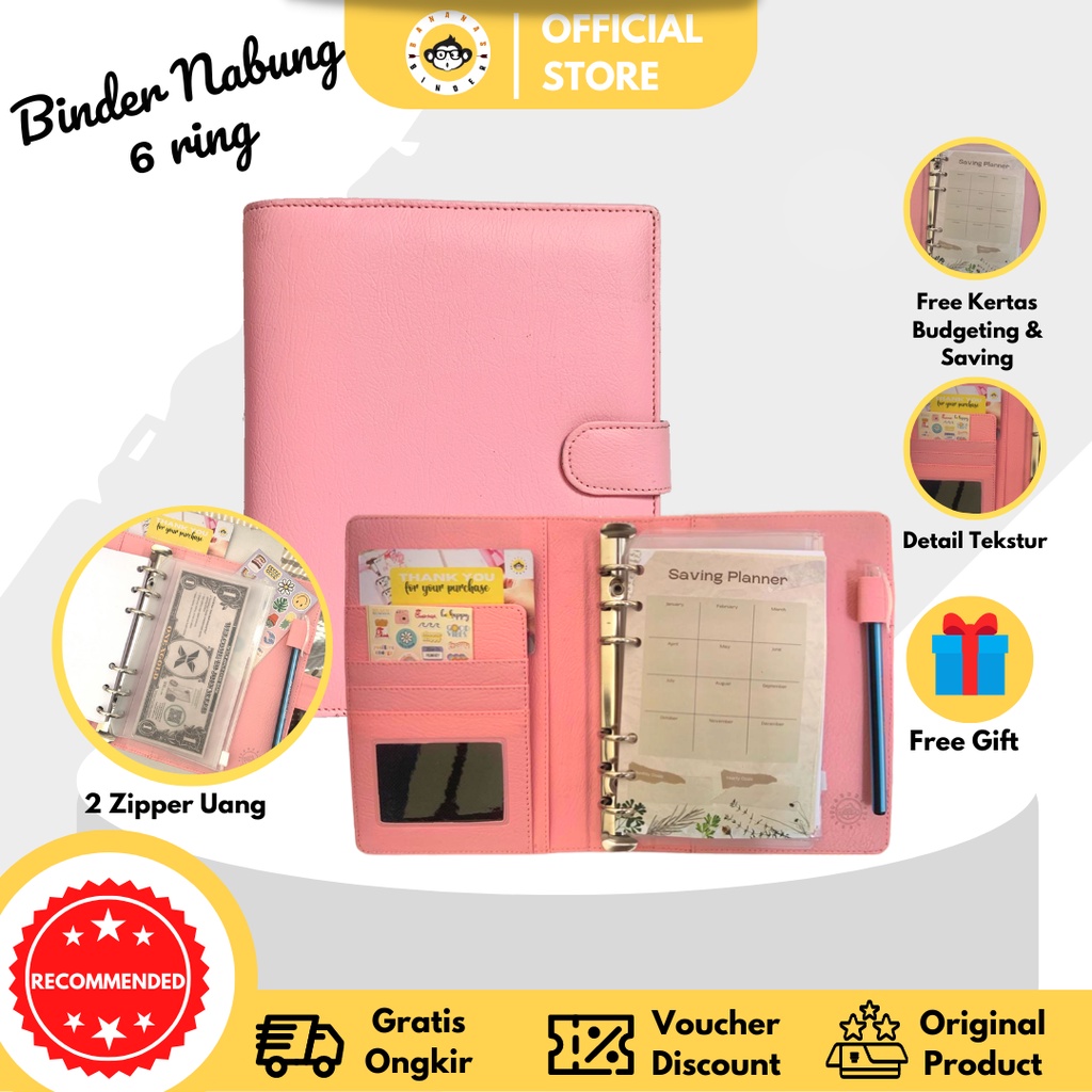 

Binder Nabung Budgeting A6 FREE CUSTOM NAMA Paket Kombo Warna Polos Special A6 6 Ring