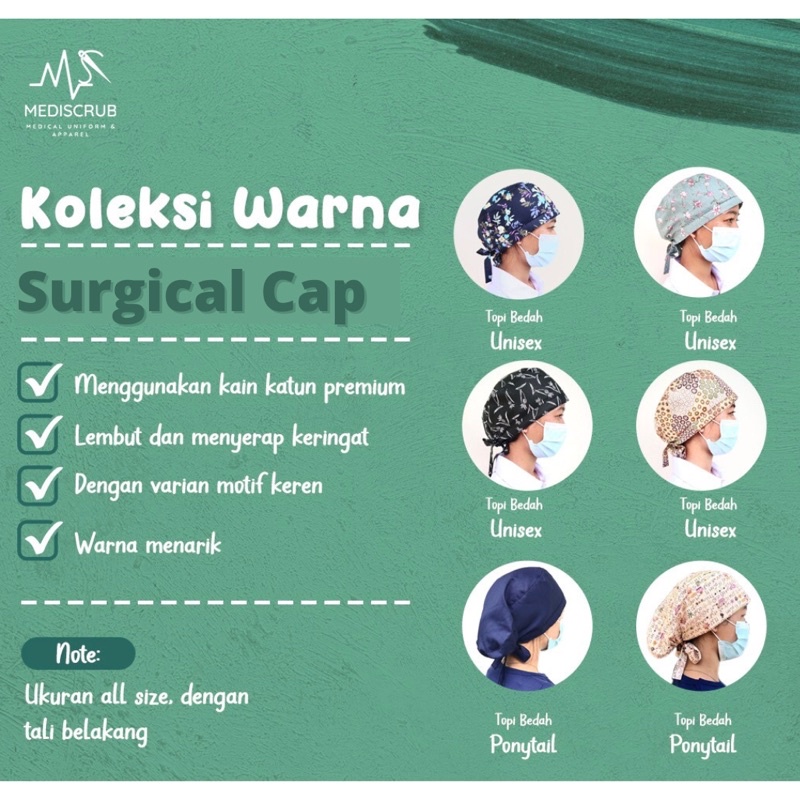 MEDISCRUB - Topi Bedah MOTIF ABSTRAK / Topi Jaga OK / Surgical Cap
