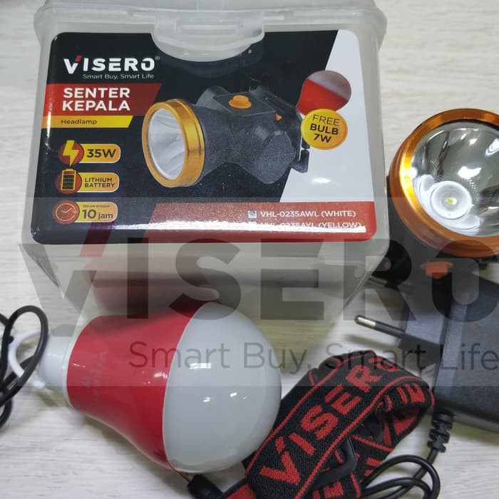 Senter Kepala Kecil 35W Cahaya Kuning Bonus Lampu LED 7W (VHL-0235AYL)