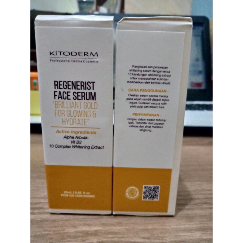 Kitoderm Regenerist Face Serum brilliant gold for glowing & hydrate - serum pencerah & pelembab