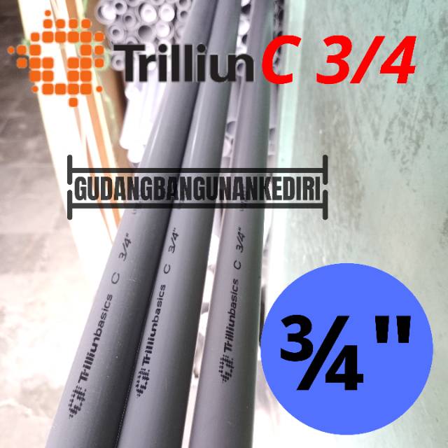 Pipa PVC C 3/4&quot; TRILLIUN | Pipa C 3/4&quot; ABU TRILLIUN per 1 meter (100cm)