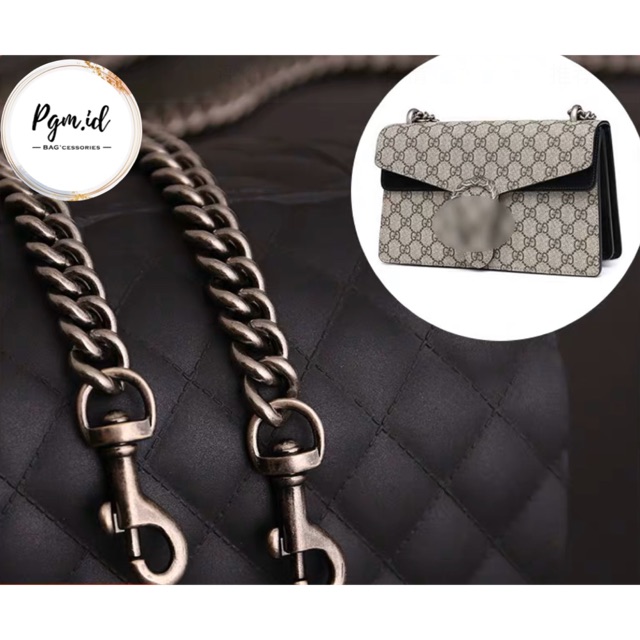 Aksesoris tas bag strap chain tali tas rantai gucci silver dope