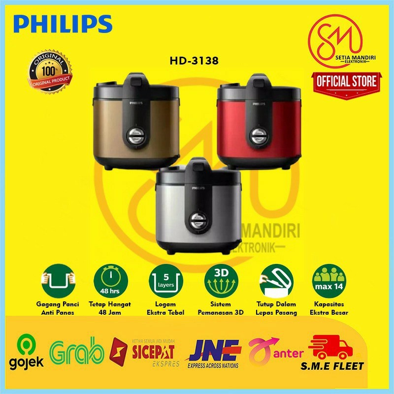 PHILIPS HD3138 Rice Cooker 2 Liter Premium Plus HD3138