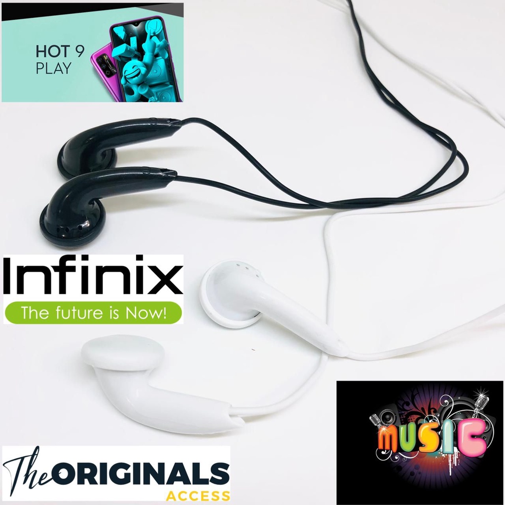 Headset Infinix Original Mega Bass Jack 3.5mm EARPHONE INFINIX HOT 10 PLAY