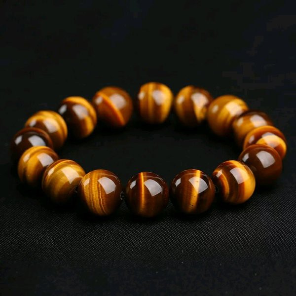 GELANG BATU NATURAL TIGER EYE MEWAH DAN TERMURAH 12MM