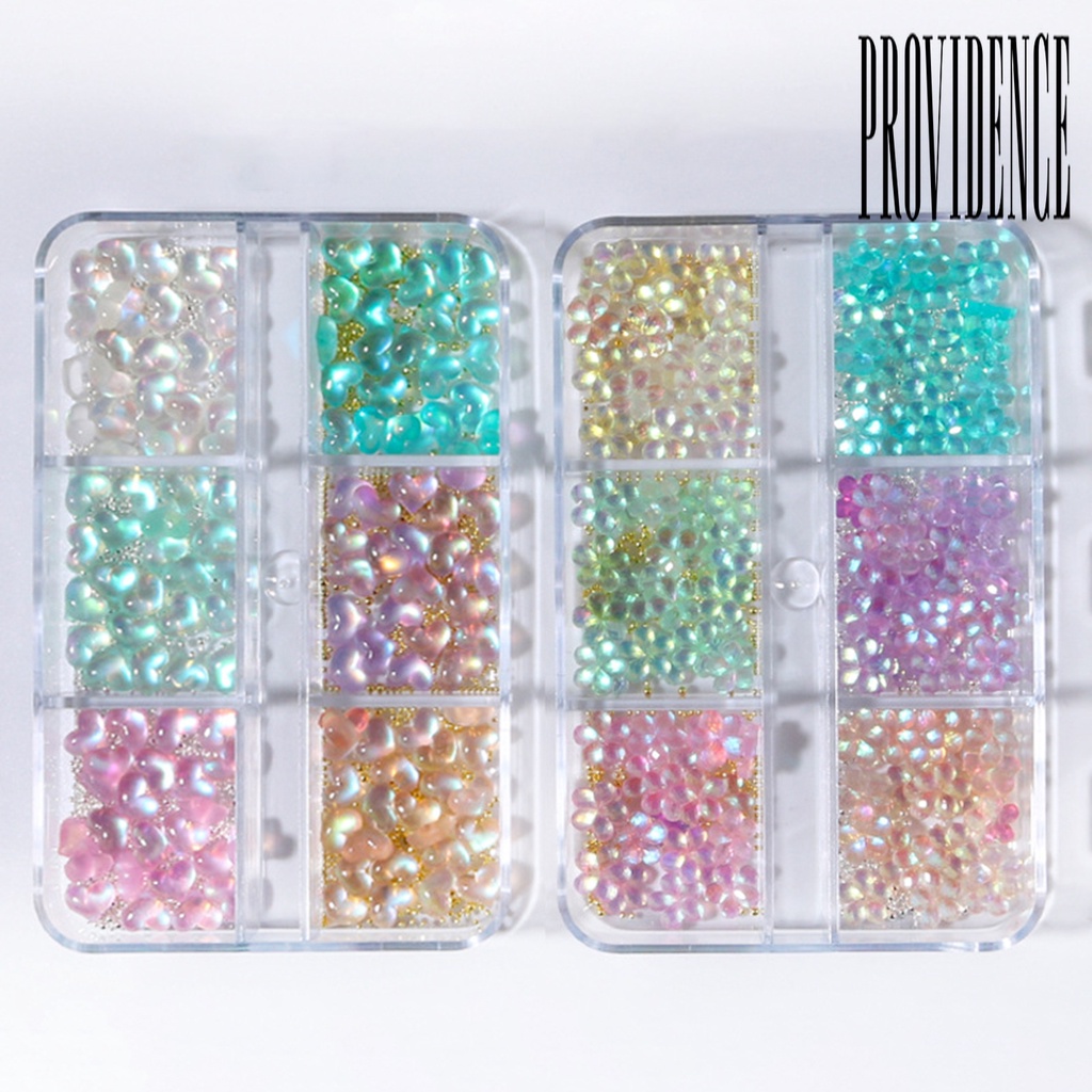 Providence Manik-Manik Baja Mini Bentuk Hati / Bunga 3D Untuk Dekorasi Nail Art / Manicure DIY