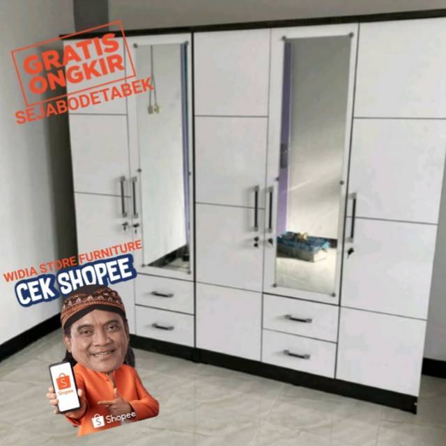 LEMARI PAKAIAN 5 PINTU WHITE FULLGLOSSY