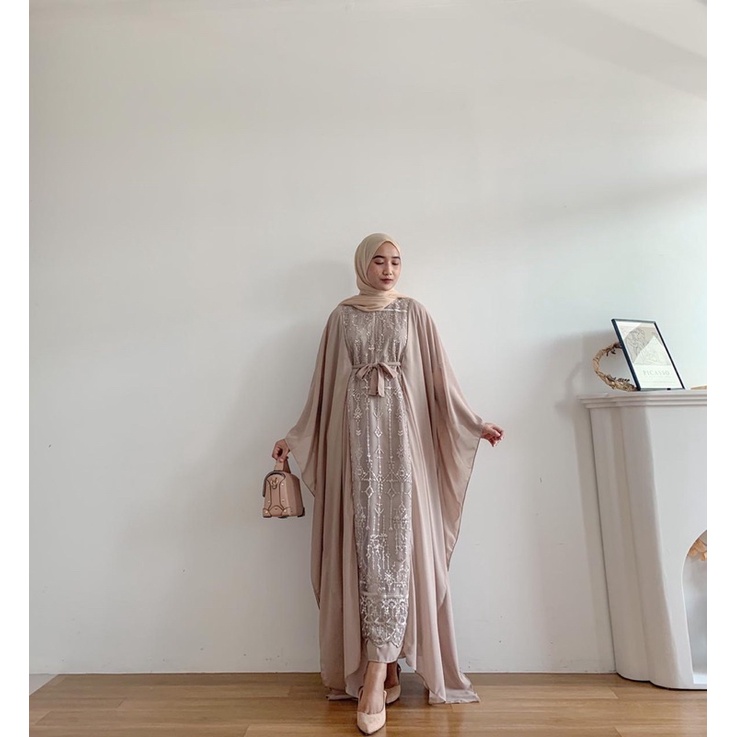 Ameena Kaftan Jumbo Ld FREE/Kaftan Jumbo Brukat/Kaftan Ceruti Lebaran/Kaftan Lebaran/Kaftan Dewasa