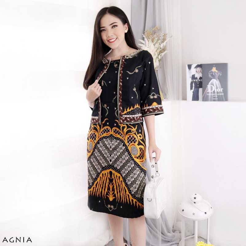 Jual Agnia Dress Batik Wanita Dress Wanita Terusan Batik Couple Blazer 34 Super Jumbo Shopee 