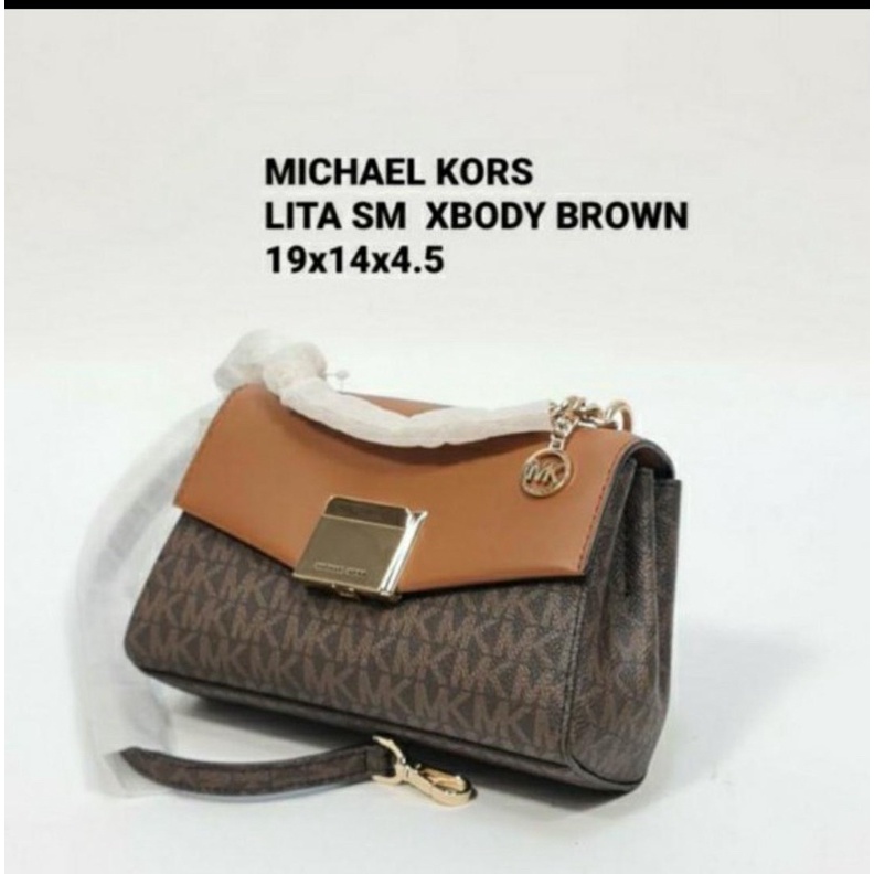 MK Lita small brown signature crossbody bag