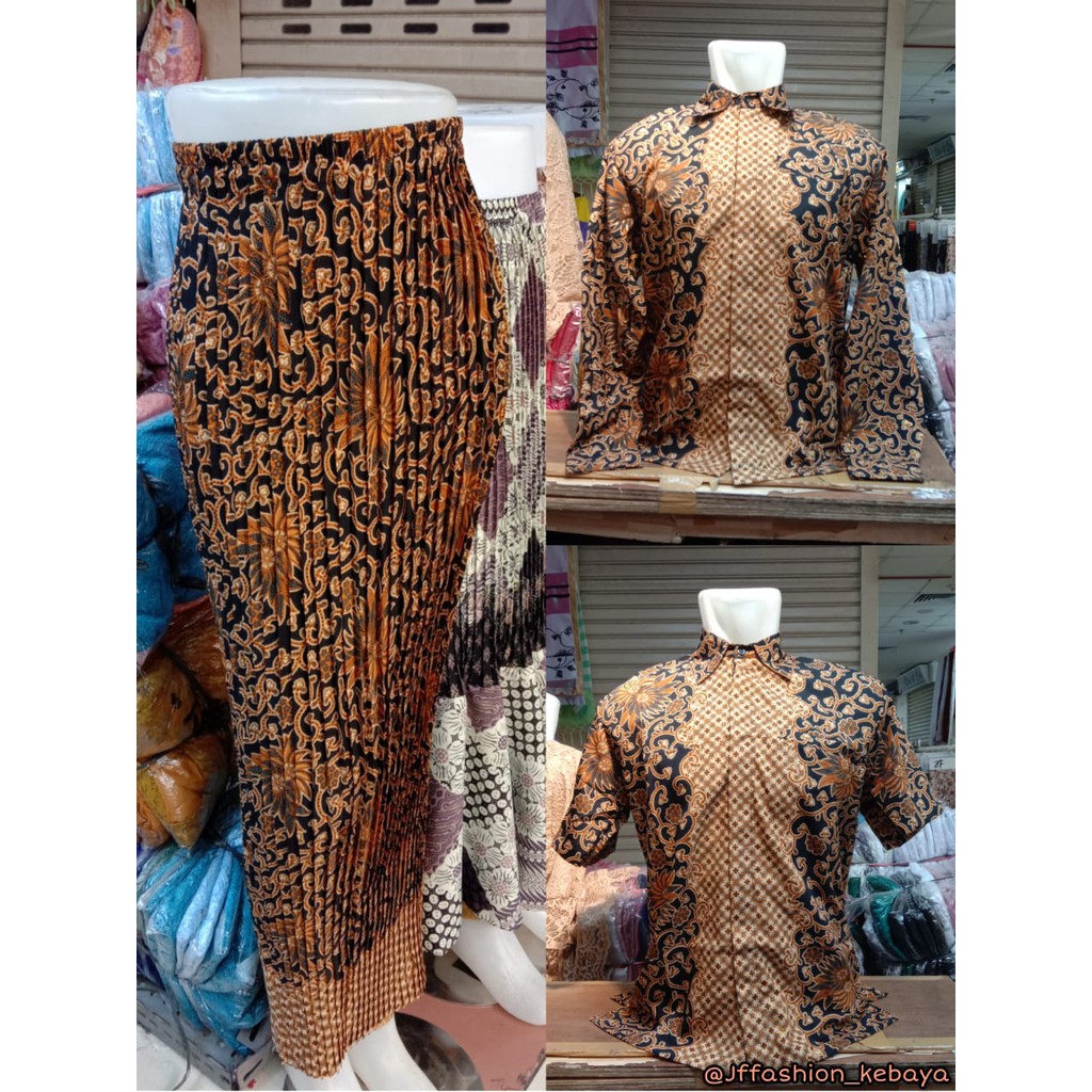 Setelan Couple Kemeja Batik Pria Dan Bawahan Kebaya Rok Plisket Wanita (3)