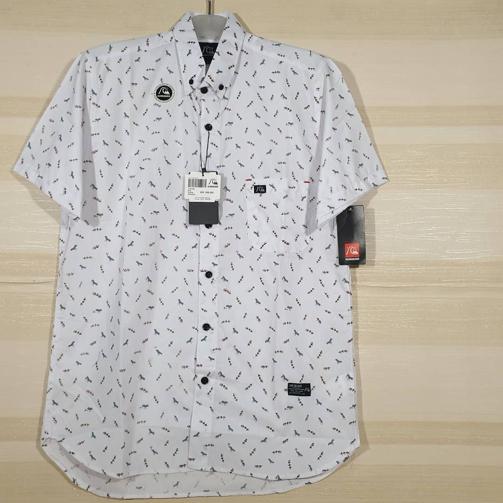 kemeja pria lengan pendek abu mix batik tribal / baju cowok pendek tribal abu surfing