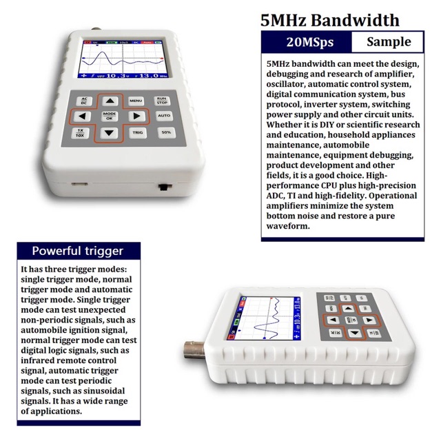 DSO Pro Hanheld Mini Portable Digital Oscilloscope 5M Bandwith 20MSsps P6020 BNC Standard Probe