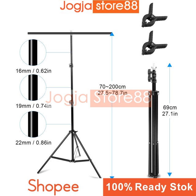 Stand Background Backdrop Photography | Mudah Digunakan Bahan Aluminium Yang  Kuat 70 x 200 cm - Black