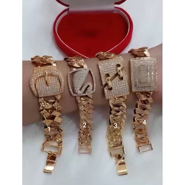 Gelang Premium Quality Lapis Emas Mirip emas asli mata kilau Bracelet Branded Band import tidak karatan T810