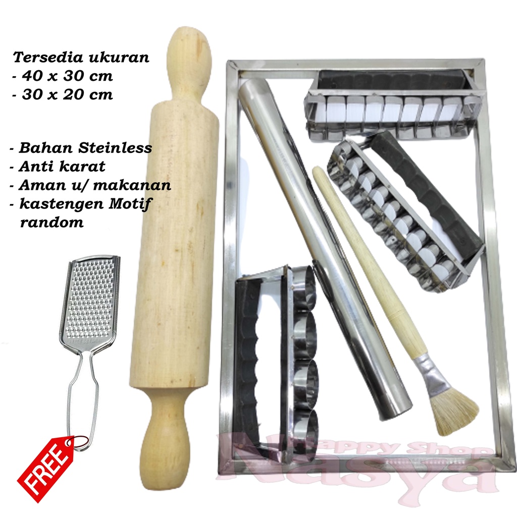 PAKET KUE KASTENGEL / BINGKAI KUE KERING / CETAKAN KUE KASTENGEL / GILINGAN ADONAN / KUAS KUE