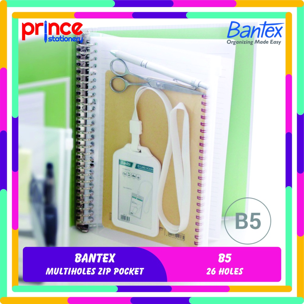 

BANTEX MULTIHOLES ZIP POCKET B5 PP 8073 26 HOLES / PCS