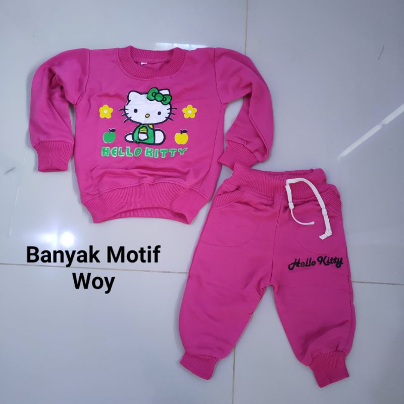 Setelan joger anak 1 2 3 4 5 tahun bahan premium murah jogger terlaris terbaru cewek cowok perempuan laki laki ( setelan jogger anak ) bts bt21 hellokitty ungu pink PART 1 Fatonah Shop