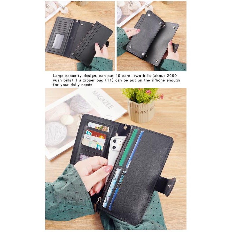 (COD) Dompet Wanita Dompet Panjang Dompet Kulit Lipat Women Wallet Pocket Import Quality