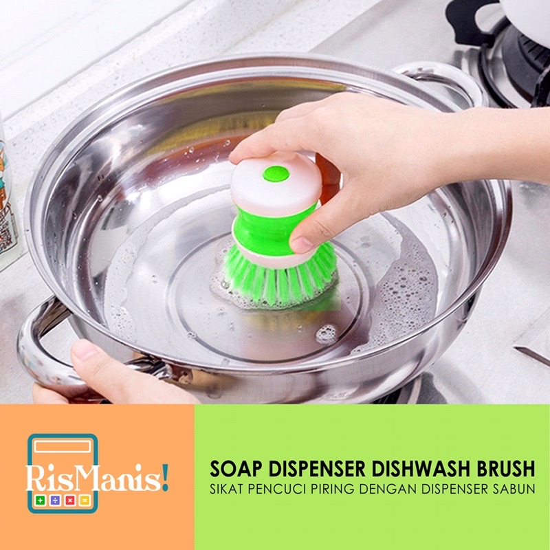 SOAP DISPENSER DISHWASH BRUSH - Sikat Dispenser Kotak Tempat Sabun Cuci Piring Panci Peralatan Dapur