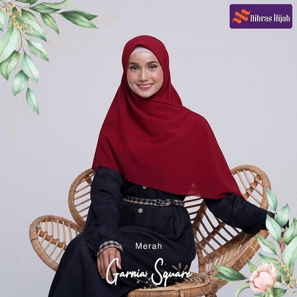 Garnia Square Nibras Hijab 17 Variasi Warna / Square Instan Jilbab Hijab Segiempat Segi Empat Polos-Merah