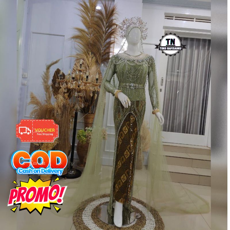 kebaya akad pengantin mewah terbaru 2022 | dress akad payet belah | baju pengantin muslimah