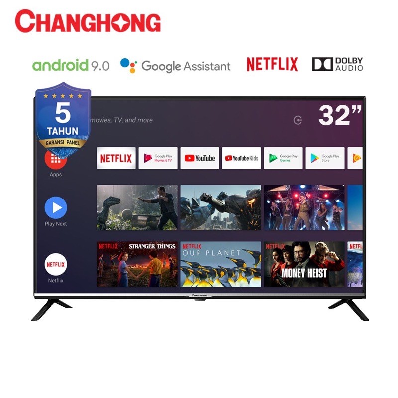 LED Changhong Google certified Android Smart TV 32 Inch Digital TV Neflix LED TV-L32H4-Garansi 5Thn