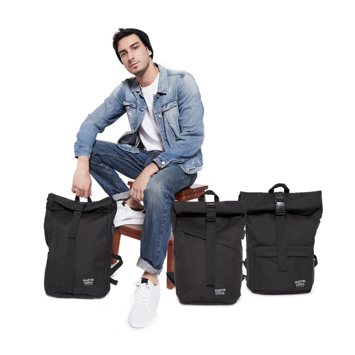 Promo  Martin Versa Tas TR12 Ransel Pria Laptop USB Extender Kanvas Roll Top  hanya di shopee