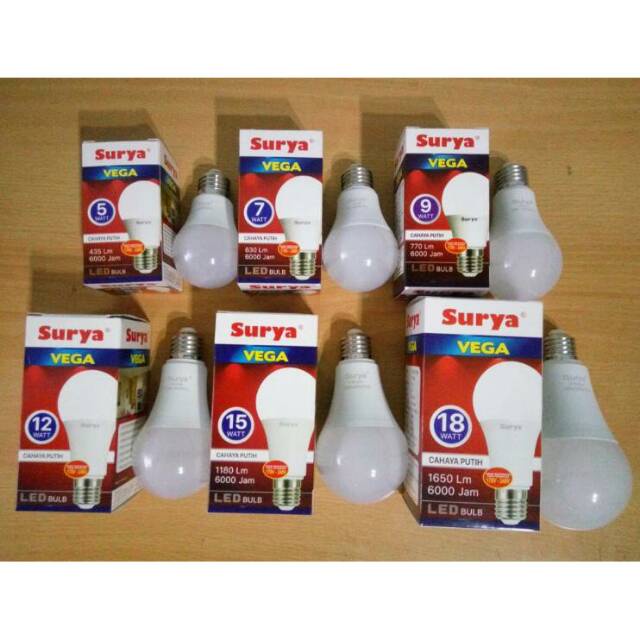 Surya Vega LED Murah Terang 5 7 9 12 15 18 22 Watt All watt Super Murah