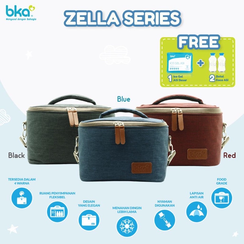 BKA Cooler Bag ZELLA Series / Tas ASI set FREE 2 Botol Asi + 1 Ice Gel Besar / Kantong Asi - PROMO !! NEW !!