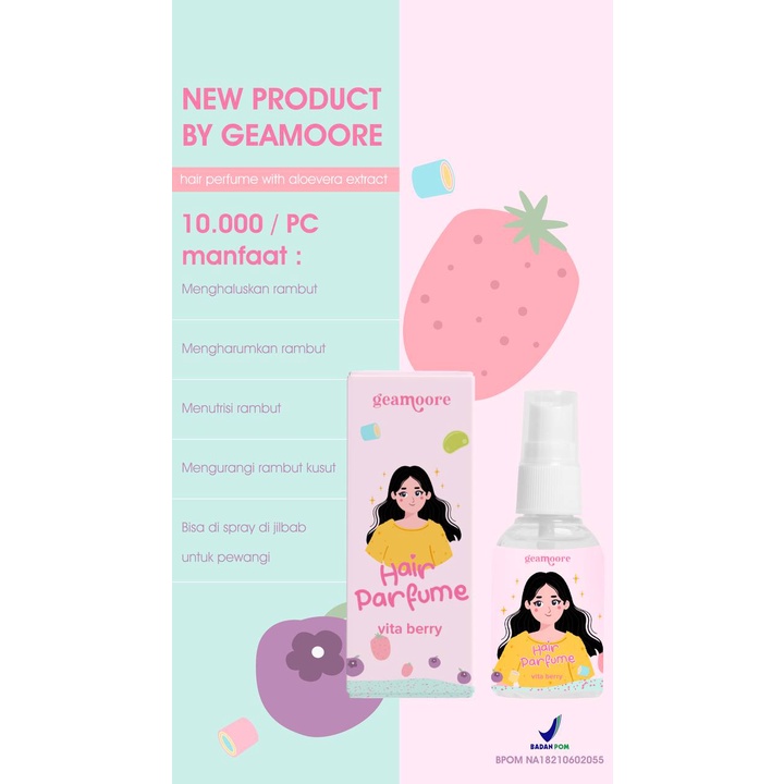 GEAMOORE HAIR PARFUME HAIR MIST GEAMOORE PARFUM RAMBUT GEAMOORE 30ML BPOM HAIR TONIC GEAMOORE PEWANGI RAMBUT SEMPROTAN RAMBUT GEAMOORE NUTRISI VITAMIN RAMBUT MURAH PELEMBUT RAMBUT