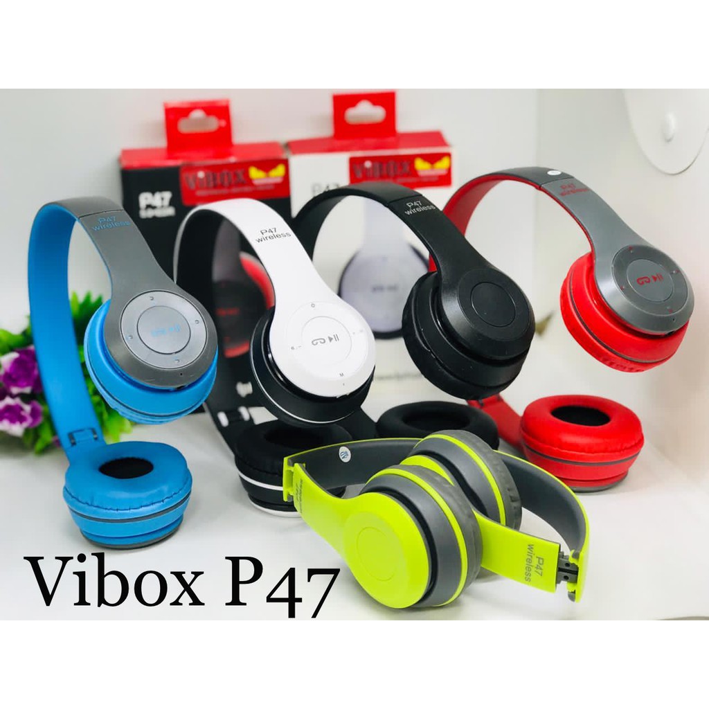 HEADPHONE HEADSET BANDO EARPHONE BLUETOOTH WIRELESS VIBOX P47 HEADSET BLUETOOTH