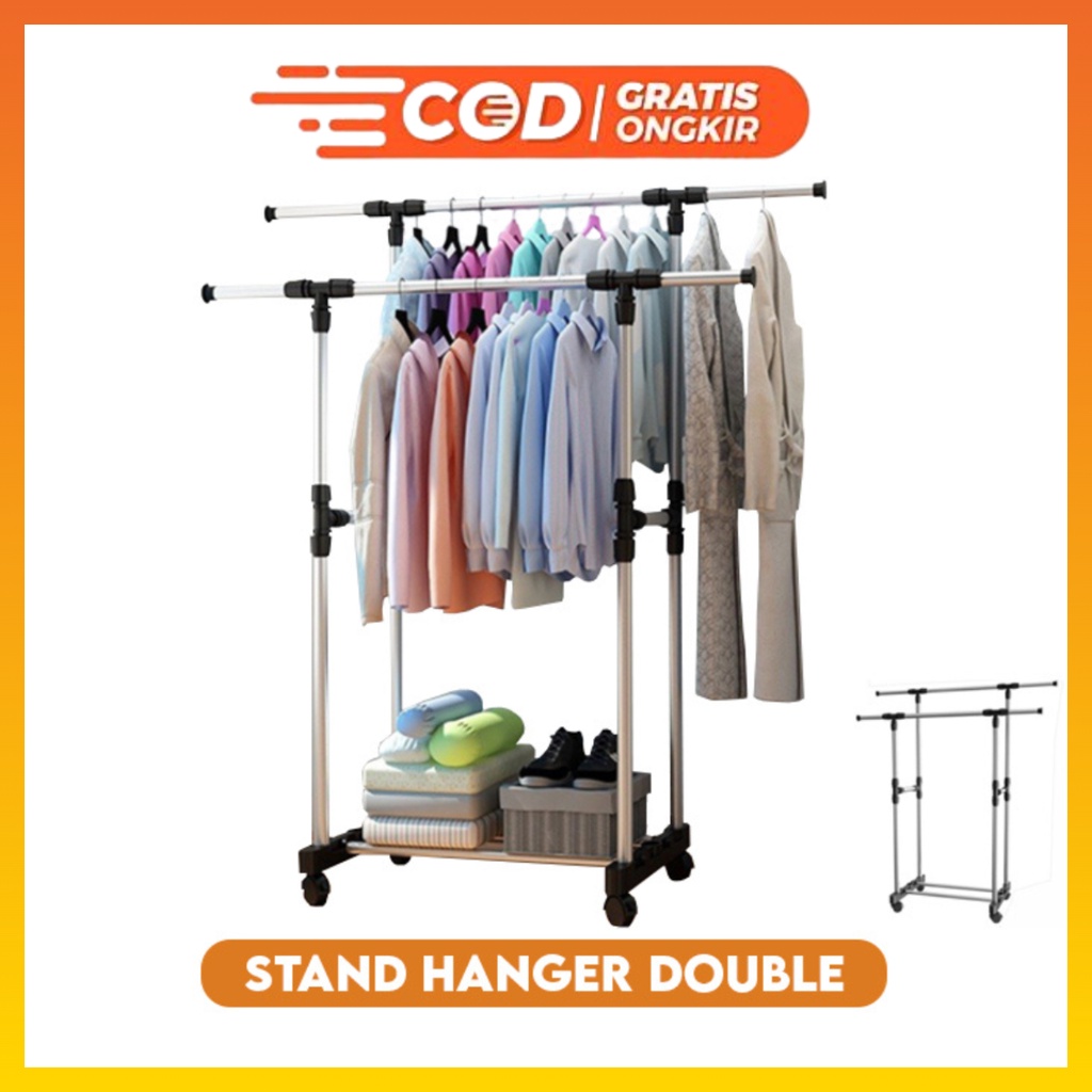 Stand Hanger Double Gantungan Baju Gantungan Pakaian Serbaguna WHFURNITURE