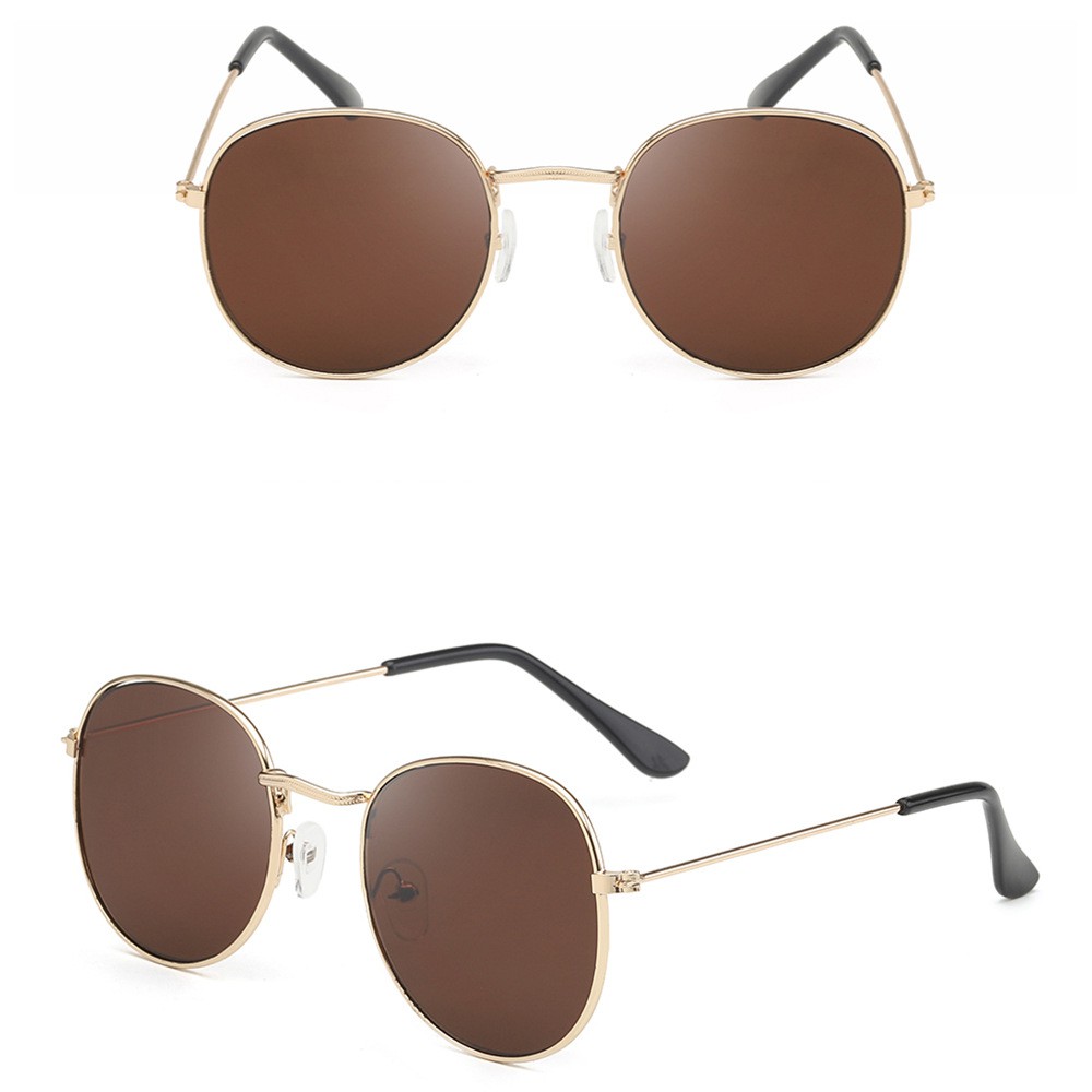 Kacamata Oval Retro gaya sama artis Korea Yoo In-na Fashion Metal Sunglasses unisex pria/wanita