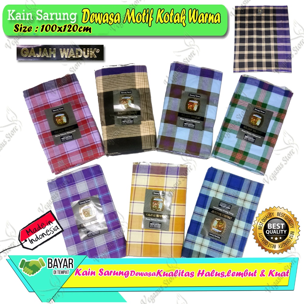 Kain Sarung Gajah Waduk Pria Dewasa untuk sholat-Kain Sarung Tenun Premium-Vegasus(COD)