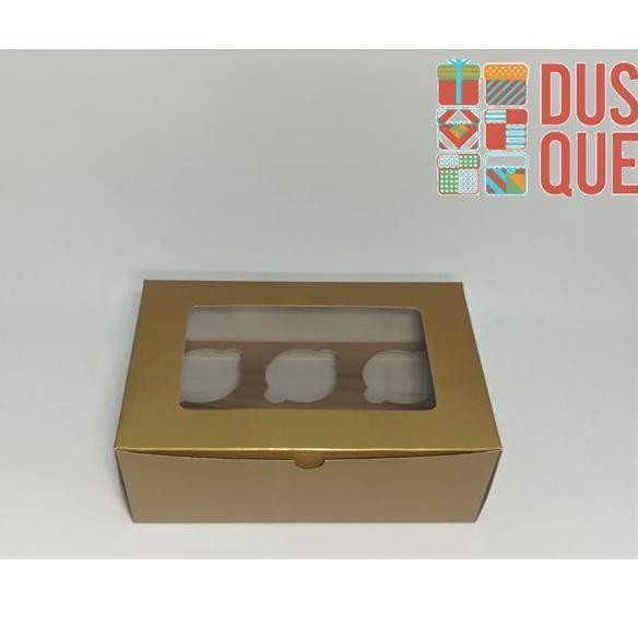

REAL PICT! PROMO DUS BOX ISI CUPCAKE/MUFFIN/PUDING LUBANG 6 EMAS/GOLD (10 Pcs)