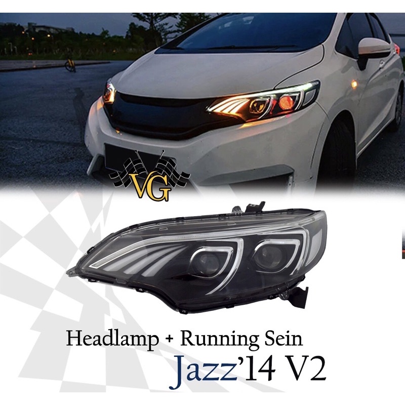HEADLAMP HONDA JAZZ GK5 ON PROJECTOR SEQUENTIAL MERCY STYLE