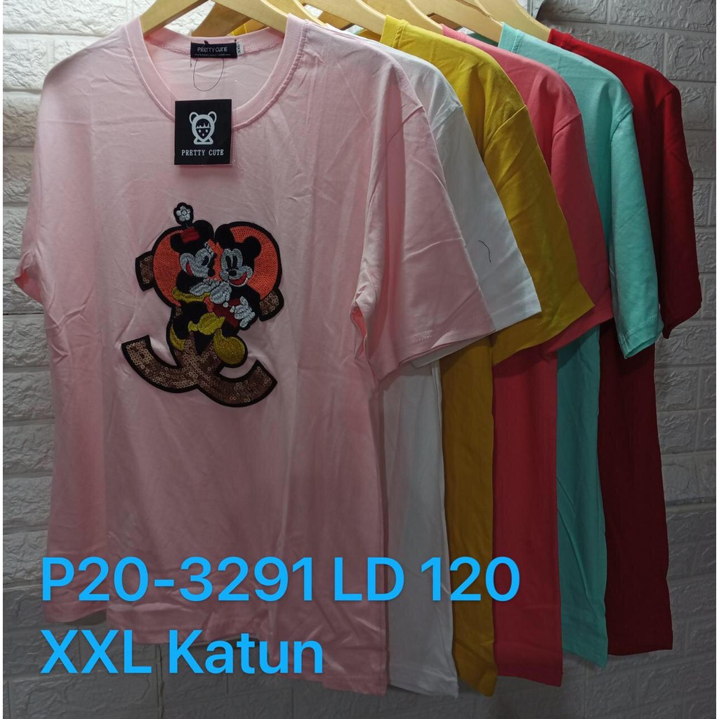 TERMURAH KAOS PENDEK JUMBO KATUN FULL BORDIR LD 110 &amp; 120 CM / BAJU PENDEK IMPORT