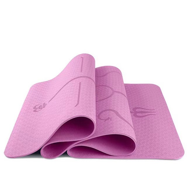 MIISOO NBR Matras Yoga Mat 10mm gym Karpet Senam Yogamat Anti Slip-TPE PINK GARIS