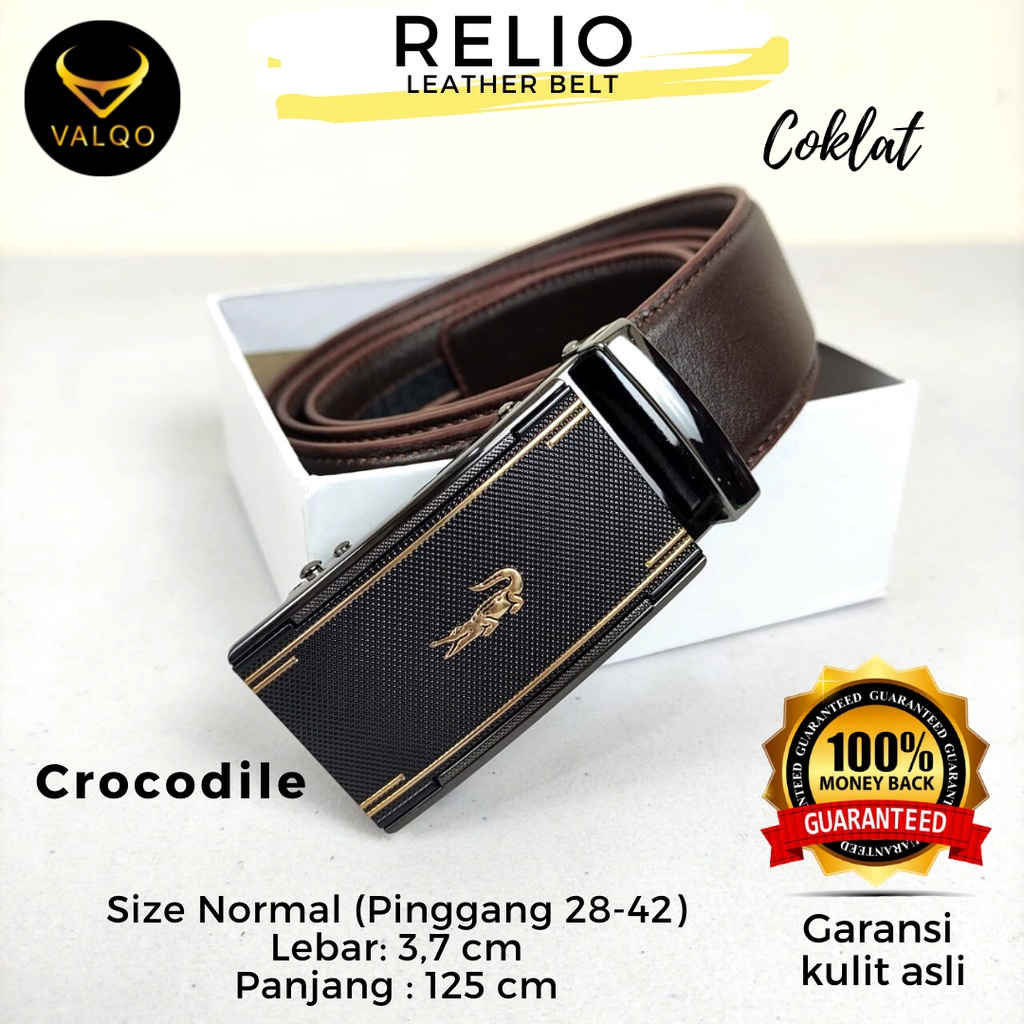 [VALQO] RELIO Coklat Ikat Pinggang Kulit Kapi Rel Sabuk Pria Normal dan Big Size