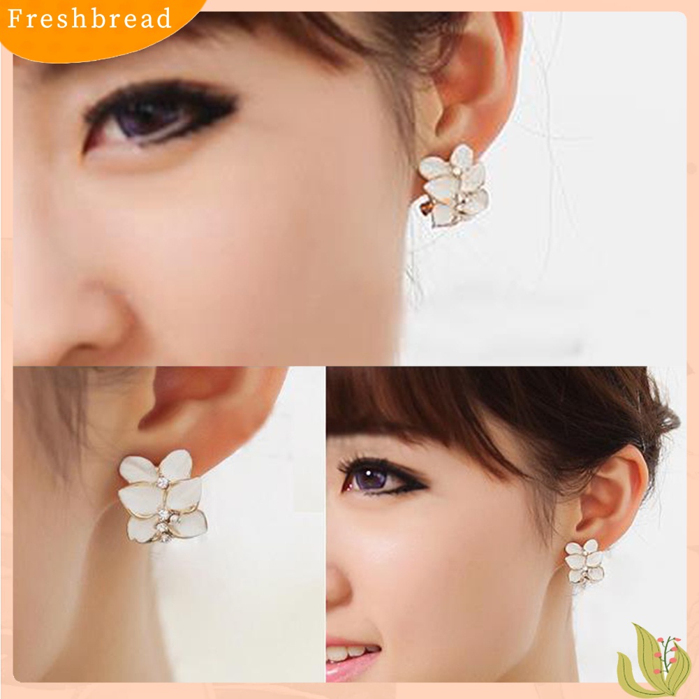 Fresh| Anting Tusuk Motif Bunga Gardenia Hias Berlian Imitasi Lucu Untuk Wanitahadiah