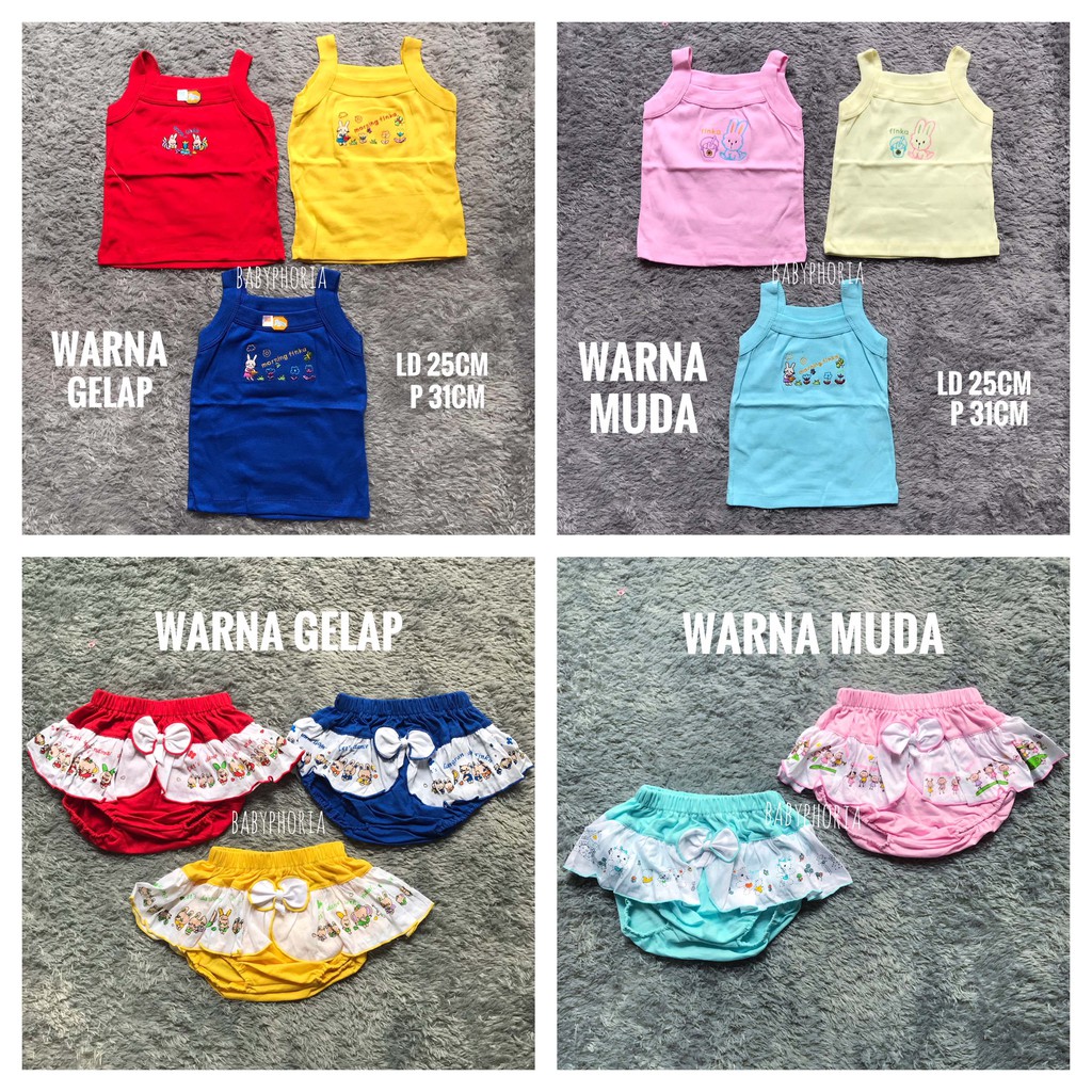 Kaos Tali Tanpa Lengan Bayi dan Celana Pop Rok Bayi FINKA