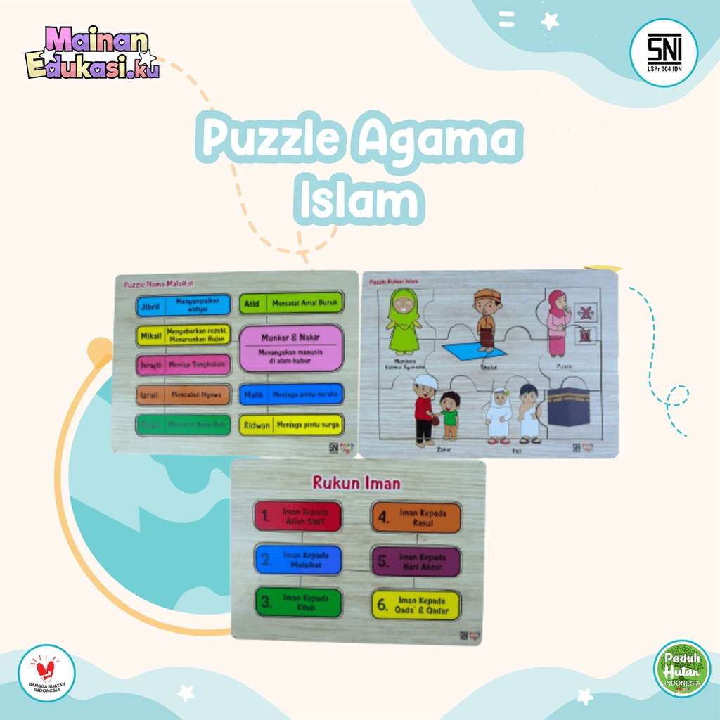 Mainan Edukasi Puzzle / Agama Islam /  Agdia Toys / 23x17 cm / isi 3 puzzle