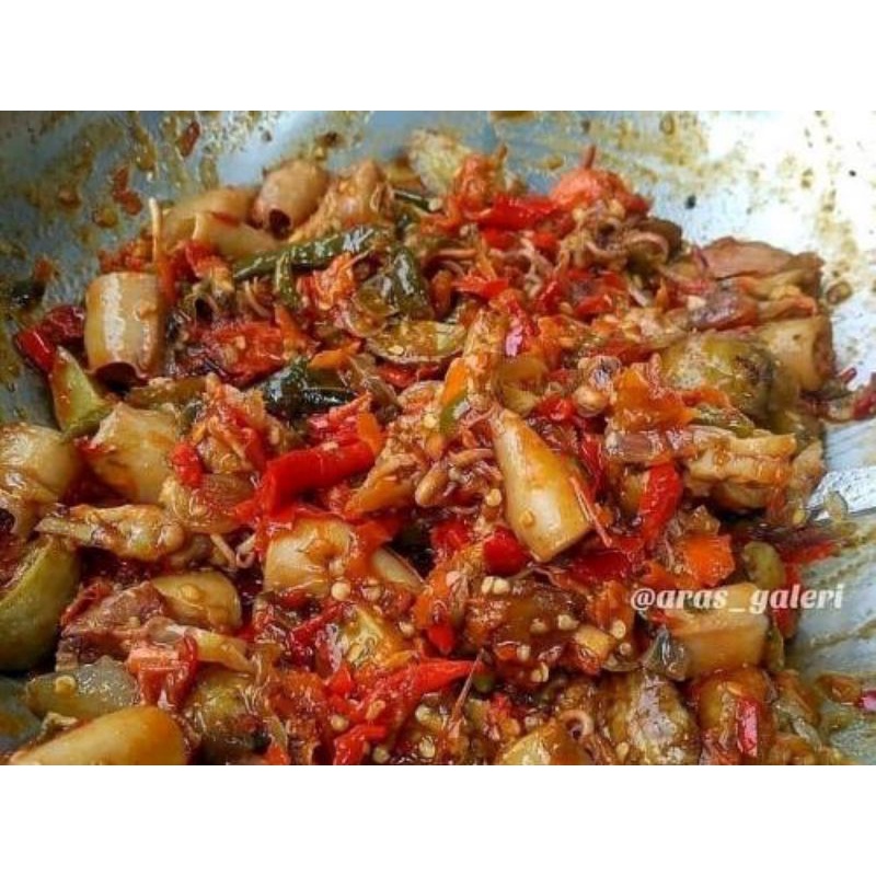 

cumi asin sambal merah 100 gr Garatis vakum!!