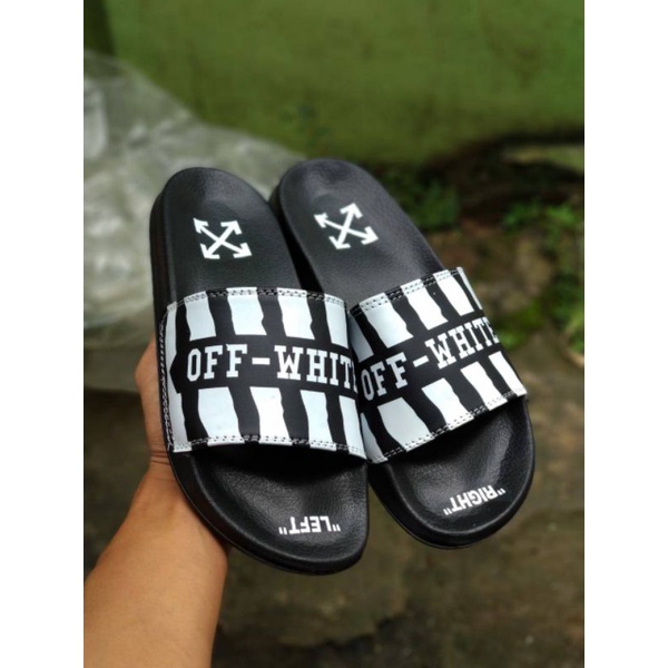 Sandal off-white slop, Sandal import murah, Sandal pria slip-on, sandal off-white slide