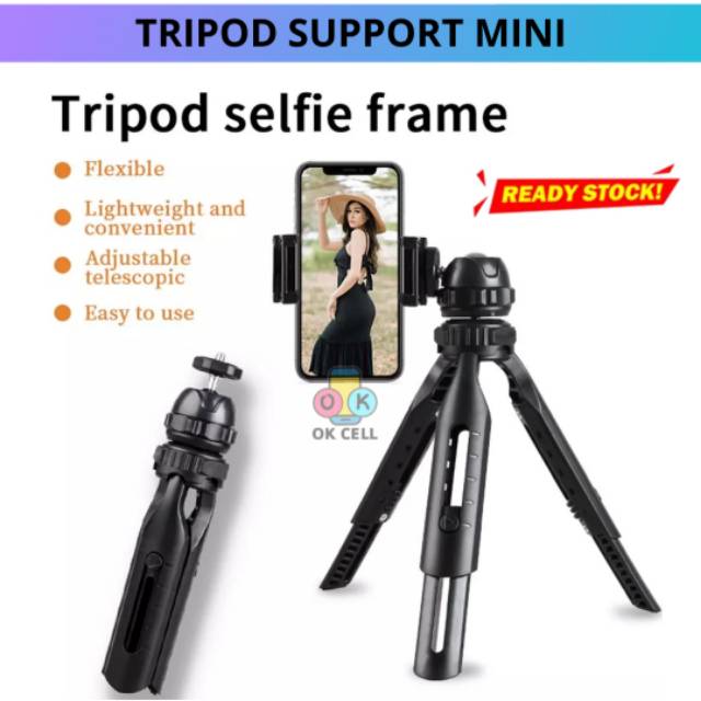 TRIPOD SUPPORT MINI HOLDER U EXTENDEBLE STANDING PHONE HP KAMERA TONGSIS VLOGER YOUTUBER ORIGINAL